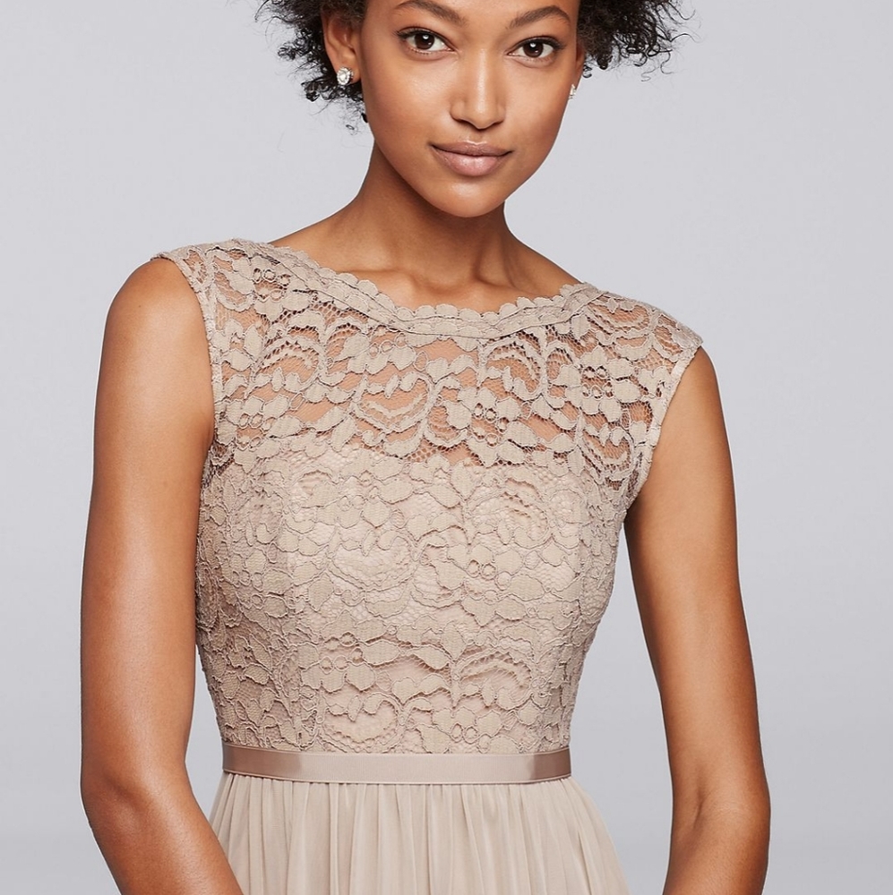 Long Bridesmaid Dress with Lace Bodice - Petal - Picture 2 of 5